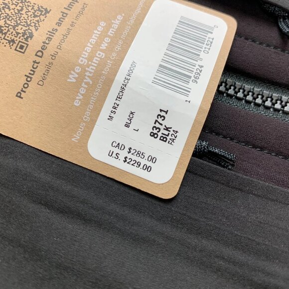 Patagonia Mens Winter Jacket Large Black Full Zip R2 TechFace Hoody Company Logo - Picture 5 of 16